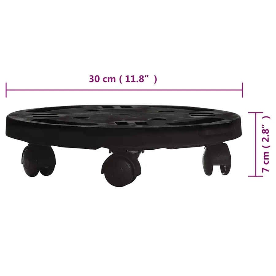 Support sur roulettes pour plantes Diamètre 30 cm Noir 170 kg - 7