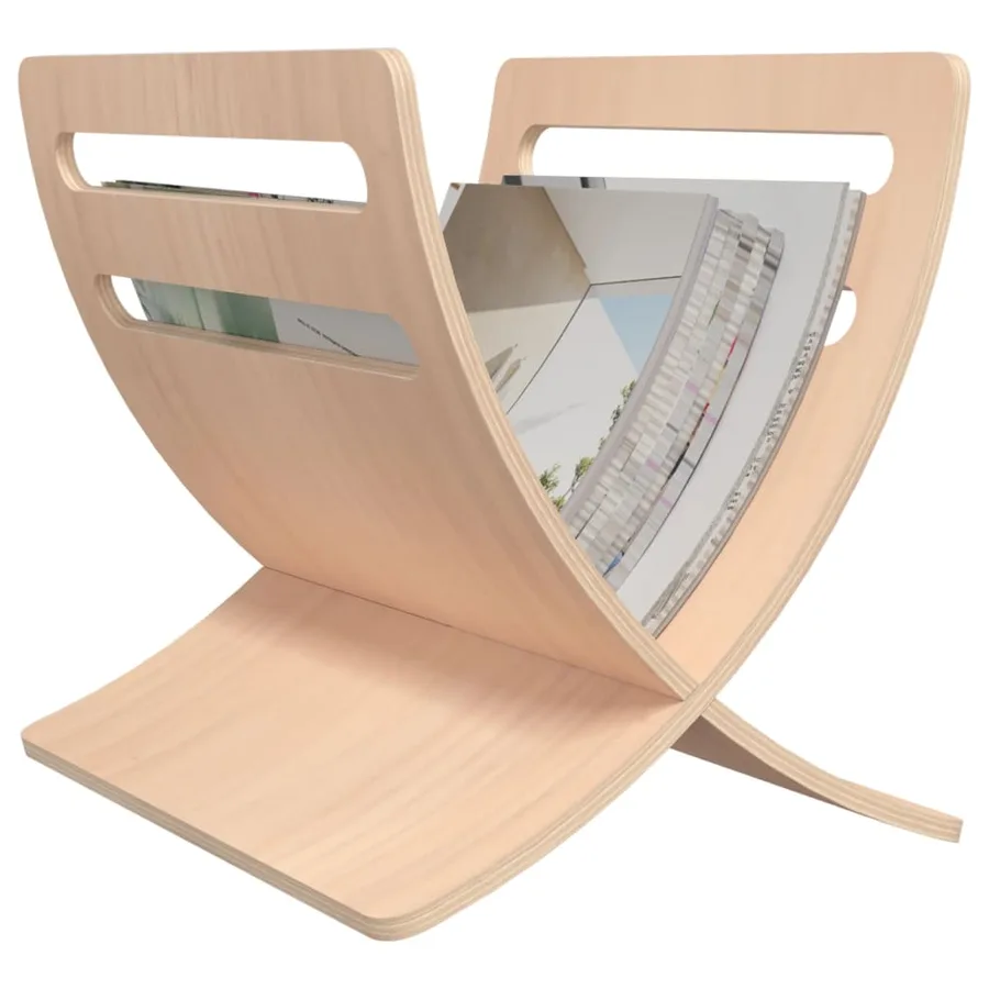 Porte-revue en bois sur pied naturel - 4