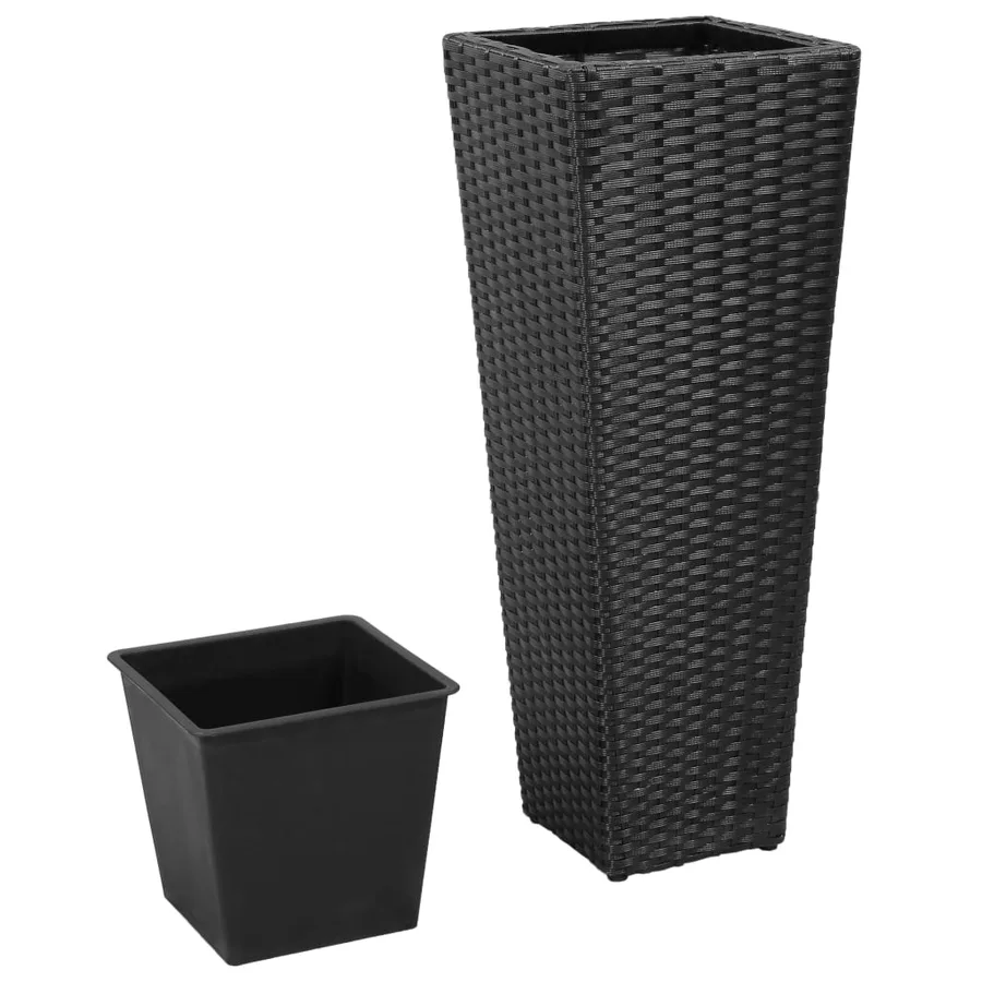 Lits surélevés de jardin 3 pcs Résine tressée Noir - 3