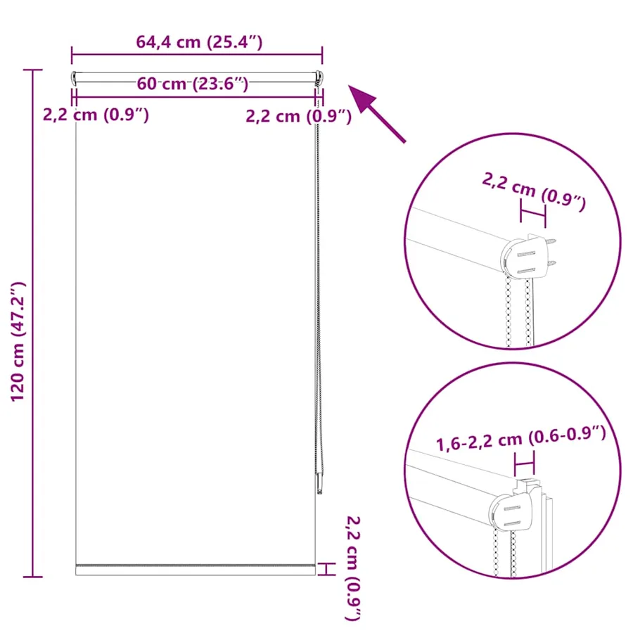 Store enrouleur occultant 64,4 x 120 cm, largeur du tissu 60 cm, beige - 18