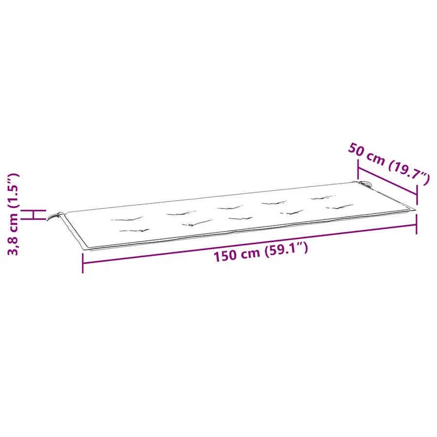 Banc de jardin 3 places avec coussin 150 cm Bois d'eucalyptus - 11