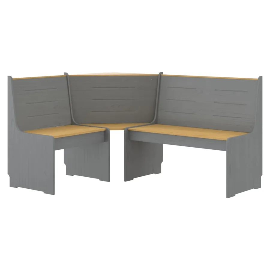 Ensemble à manger REINE 3 pcs marron miel gris bois pin massif - 5