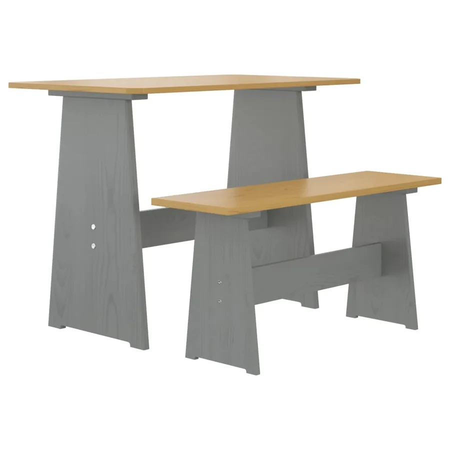 Ensemble à manger REINE 3 pcs marron miel gris bois pin massif - 7