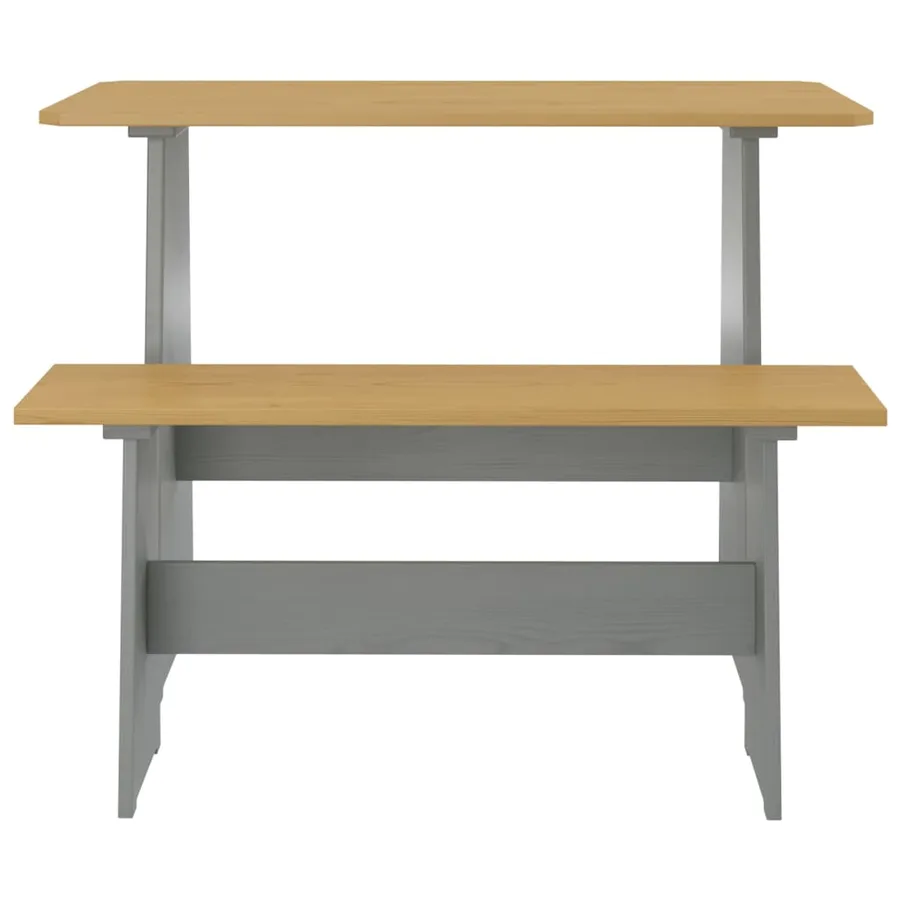 Ensemble à manger REINE 3 pcs marron miel gris bois pin massif - 8