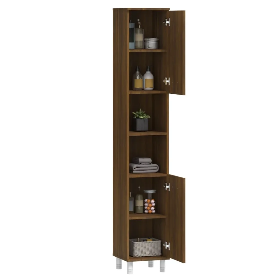 Armoire de bain Chêne marron 30x30x179 cm Bois d'ingénierie - 5