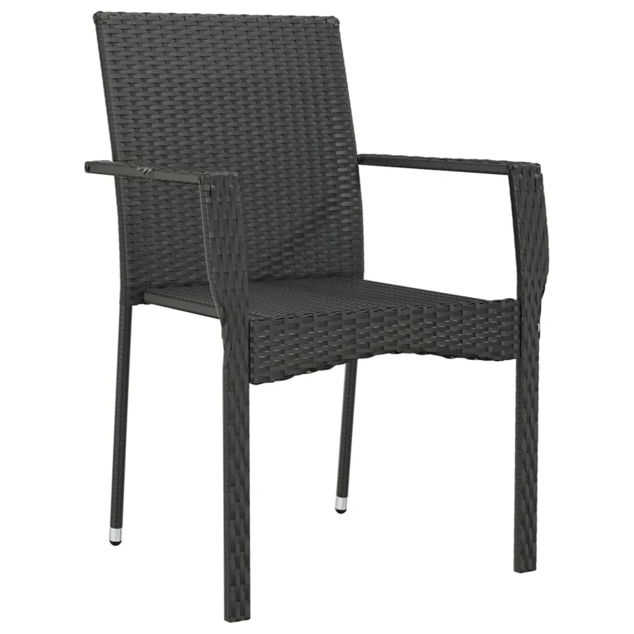 Chaises de jardin lot de 2 avec coussins Résine tressée Noir - 4