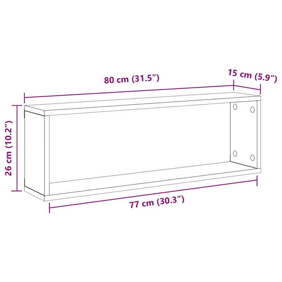 Étagères cube murales 4 pcs gris béton bois d'ingénierie - 11