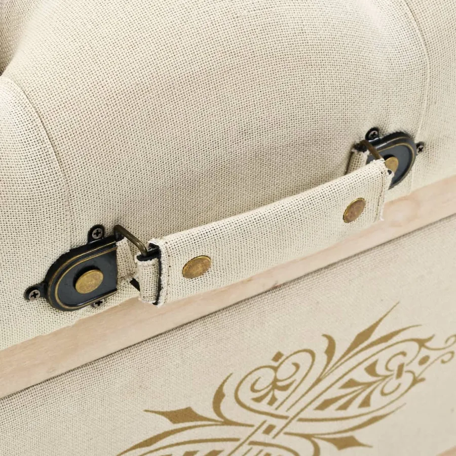 Banc de rangement 110 cm Crème Bois de sapin massif et tissu - 6