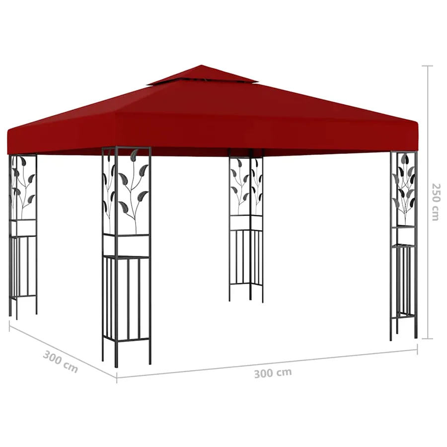 Tonnelle avec guirlande lumineuse à LED 3x3 m Bordeaux - 9