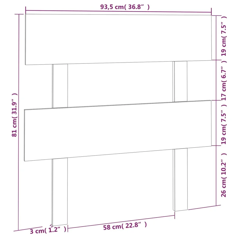 Tête de lit Gris 93,5x3x81 cm Bois massif de pin - 6
