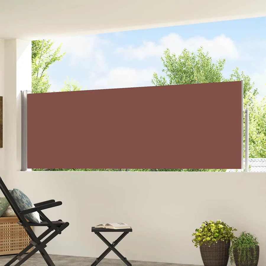 Auvent latéral rétractable de patio 100x500 cm Marron - 3