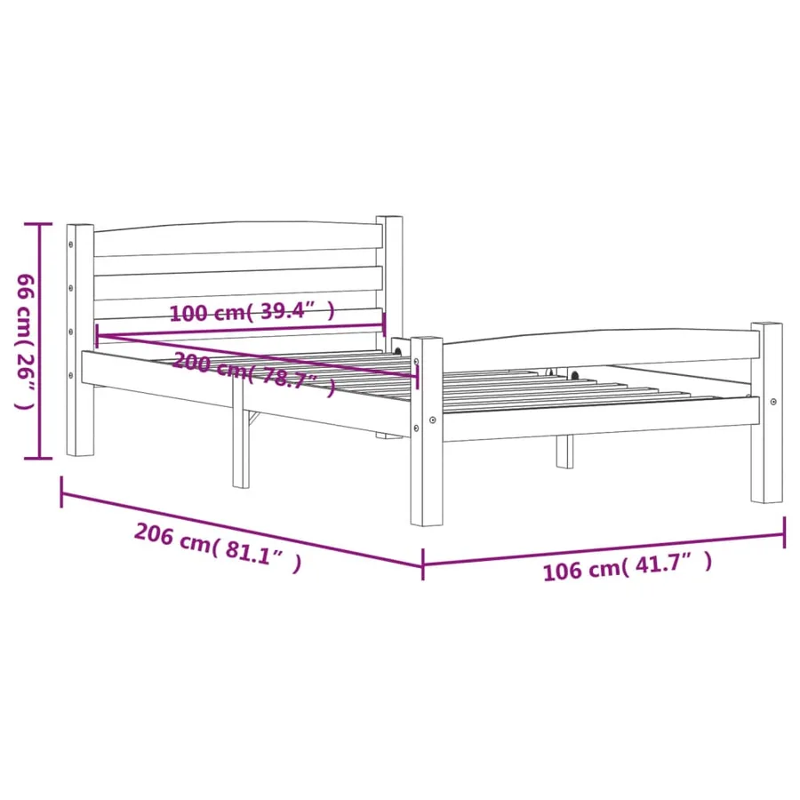 Cadre de lit sans matelas marron miel pin massif 100x200 cm - 7