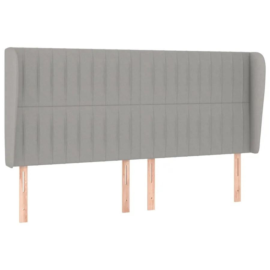 Tête de lit avec oreilles Gris clair 203x23x118/128 cm Tissu - 2