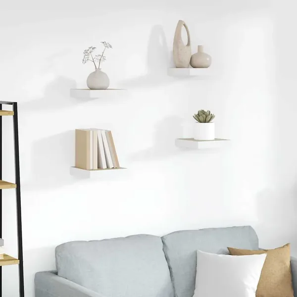 Étagères murales 4 pcs Chêne et blanc 23x23,5x3,8 cm MDF