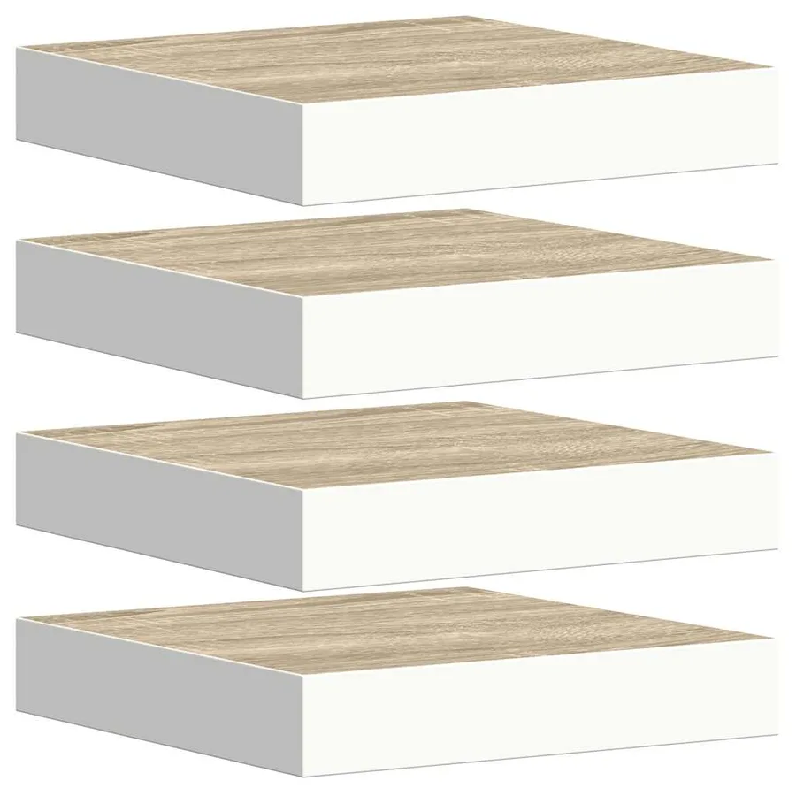Étagères murales 4 pcs Chêne et blanc 23x23,5x3,8 cm MDF - 2