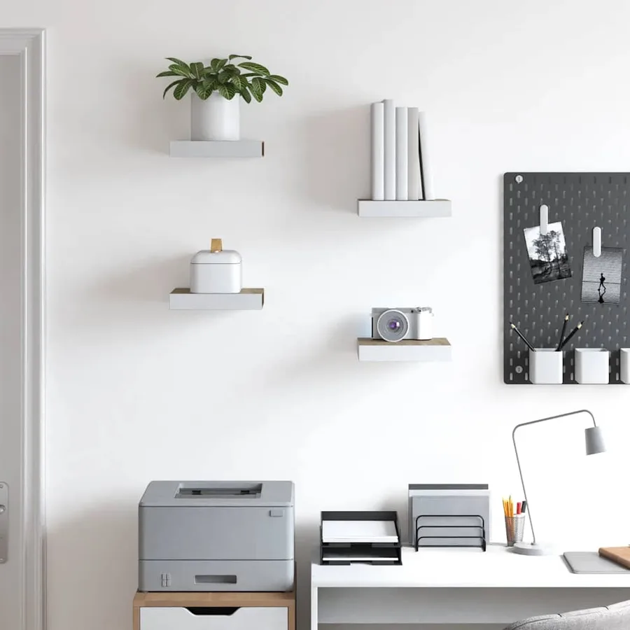 Étagères murales 4 pcs Chêne et blanc 23x23,5x3,8 cm MDF - 3
