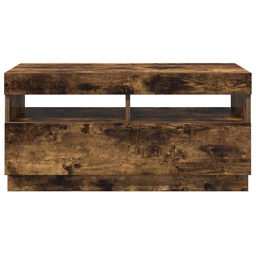 Meuble TV avec lumières LED chêne fumé 80x35x40 cm - 15