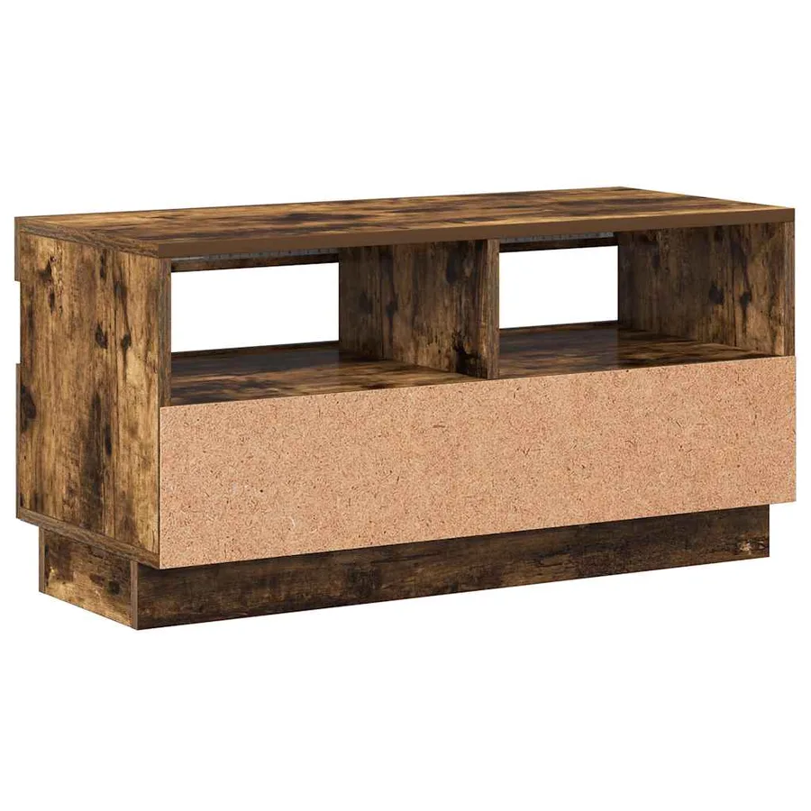 Meuble TV avec lumières LED chêne fumé 80x35x40 cm - 9