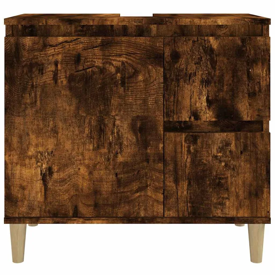 Armoire de bain chêne fumé 65x33x60 cm bois d'ingénierie - 7