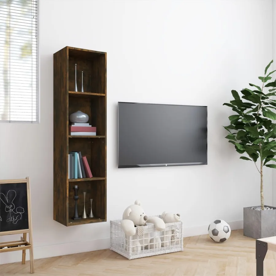 Bibliothèque/Meuble TV Chêne fumé 143x30x36cm Bois d'ingénierie - 3