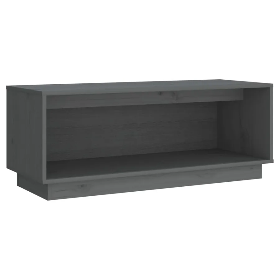Meuble TV Gris 90x35x35 cm Bois de pin massif - 2
