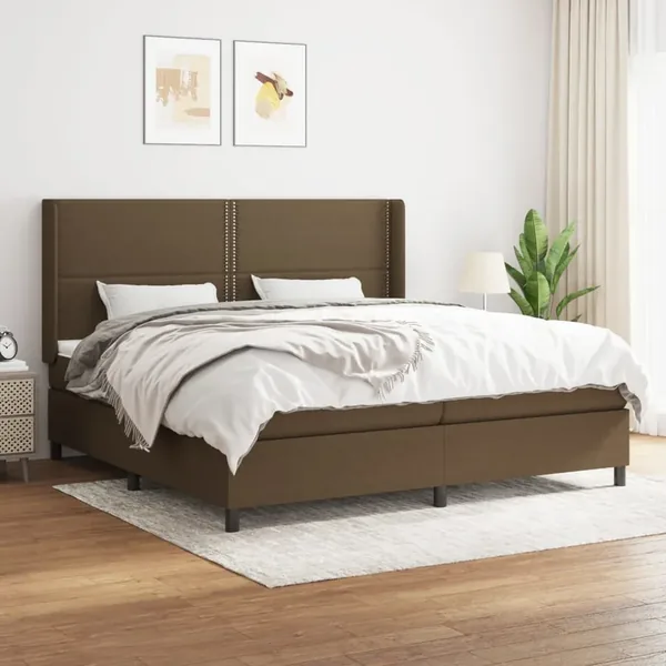 Sommier à lattes de lit avec matelas Marron foncé 200x200 cm