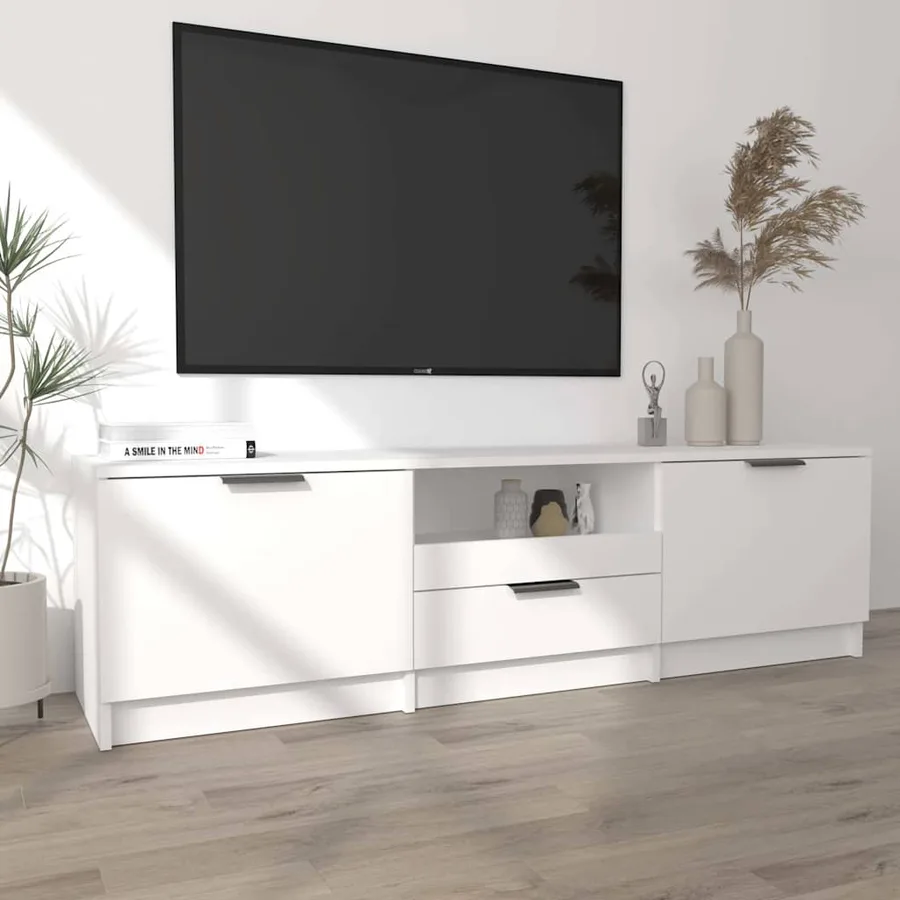 Meuble TV Blanc 140x35x40 cm Bois d'ingénierie - 3