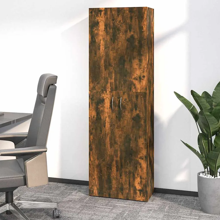 Armoire de bureau Chêne fumé 60x32x190 cm Bois d'ingénierie