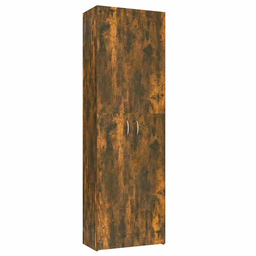 Armoire de bureau Chêne fumé 60x32x190 cm Bois d'ingénierie - 2