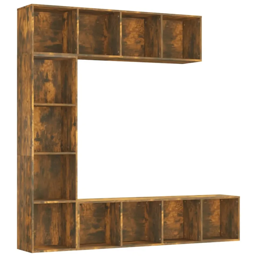 Ensemble bibliothèque/meuble TV 3 pcs Chêne fumé 180x30x180 cm - 2