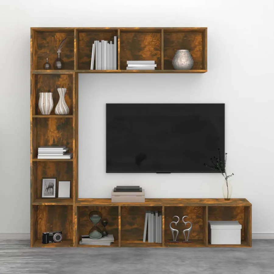 Ensemble bibliothèque/meuble TV 3 pcs Chêne fumé 180x30x180 cm - 4