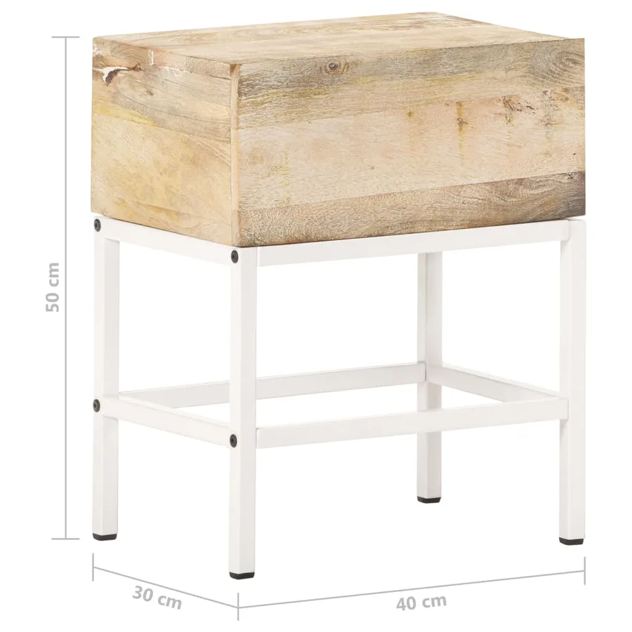 Table de chevet 40x30x50 cm Bois de manguier massif - 7