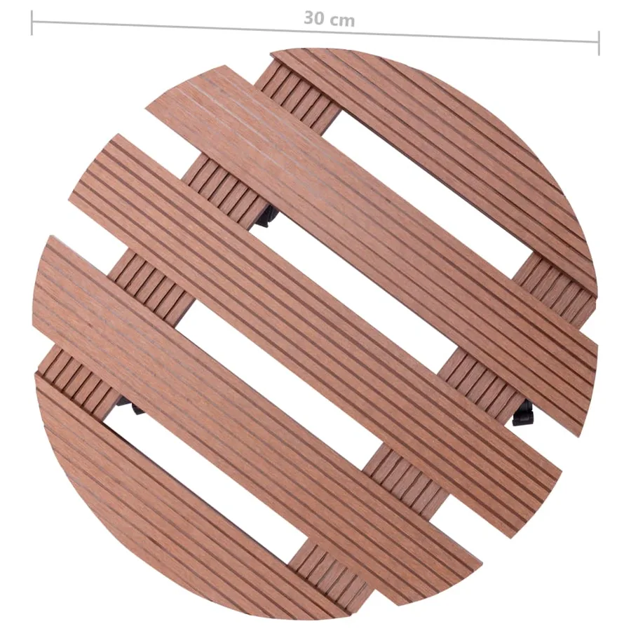 Chariots à plantes 2 pcs Marron Ø30x7,5 cm WPC - 6