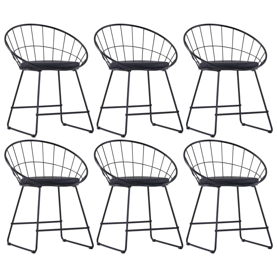 Chaises à manger similicuir lot de 6 noir acier
