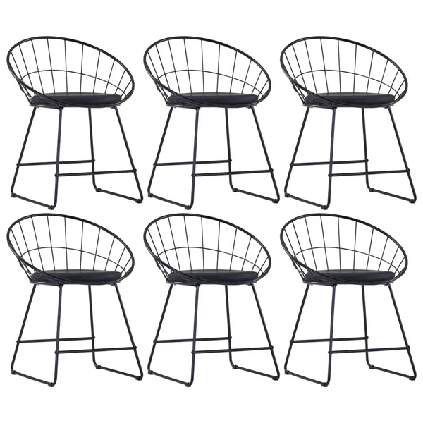 Chaises à manger similicuir lot de 6 noir acier