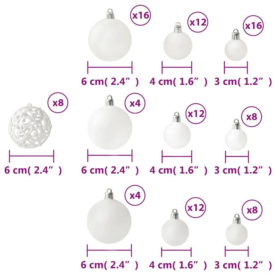 Ensemble de boules de Noël 100 pcs Blanc - 10