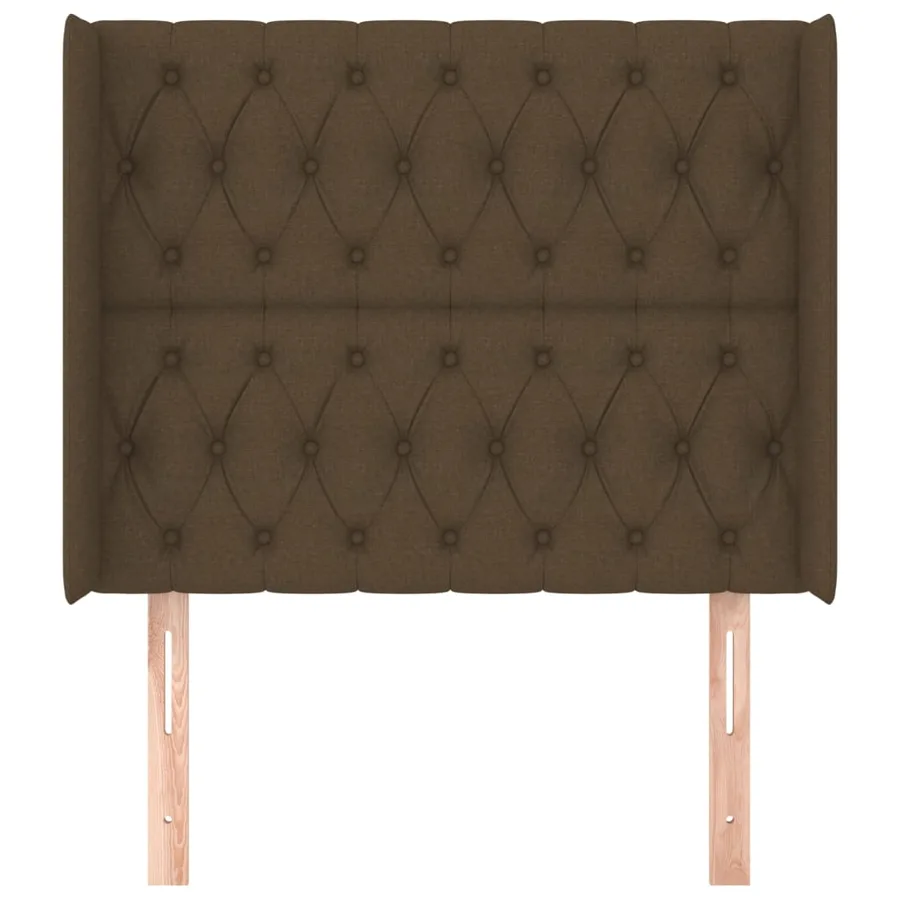 Tête de lit avec oreilles Marron foncé 103x16x118/128 cm Tissu - 3