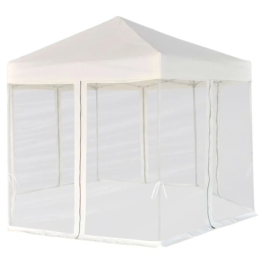 Chapiteau hexagonal et 6 parois latérales 3,6x3,1 m Blanc crème - 2
