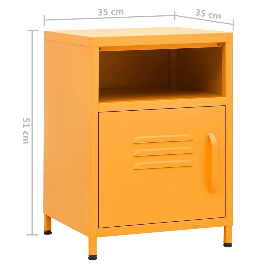 Table de chevet Jaune moutarde 35x35x51 cm Acier - 9