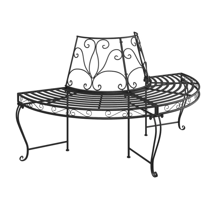 Banc demi-circulaire tour d'arbre Ø160 cm Noir Acier - 2