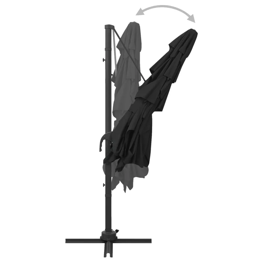 Parasol de jardin à 4 niveaux avec mât en aluminium noir - 6