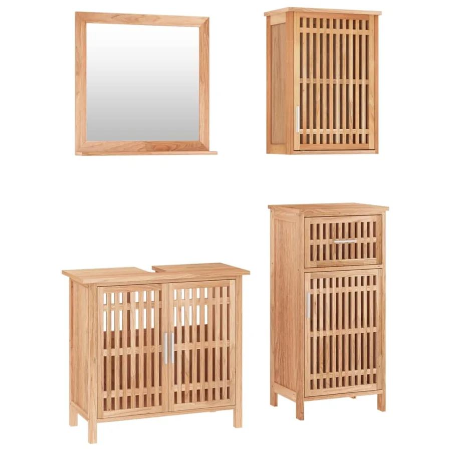 Ensemble de meubles de salle de bain 4 pcs Bois massif de noyer - 2