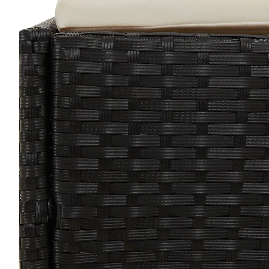 Transat avec toit pliable noir 200x114x128 cm résine tressée - 8