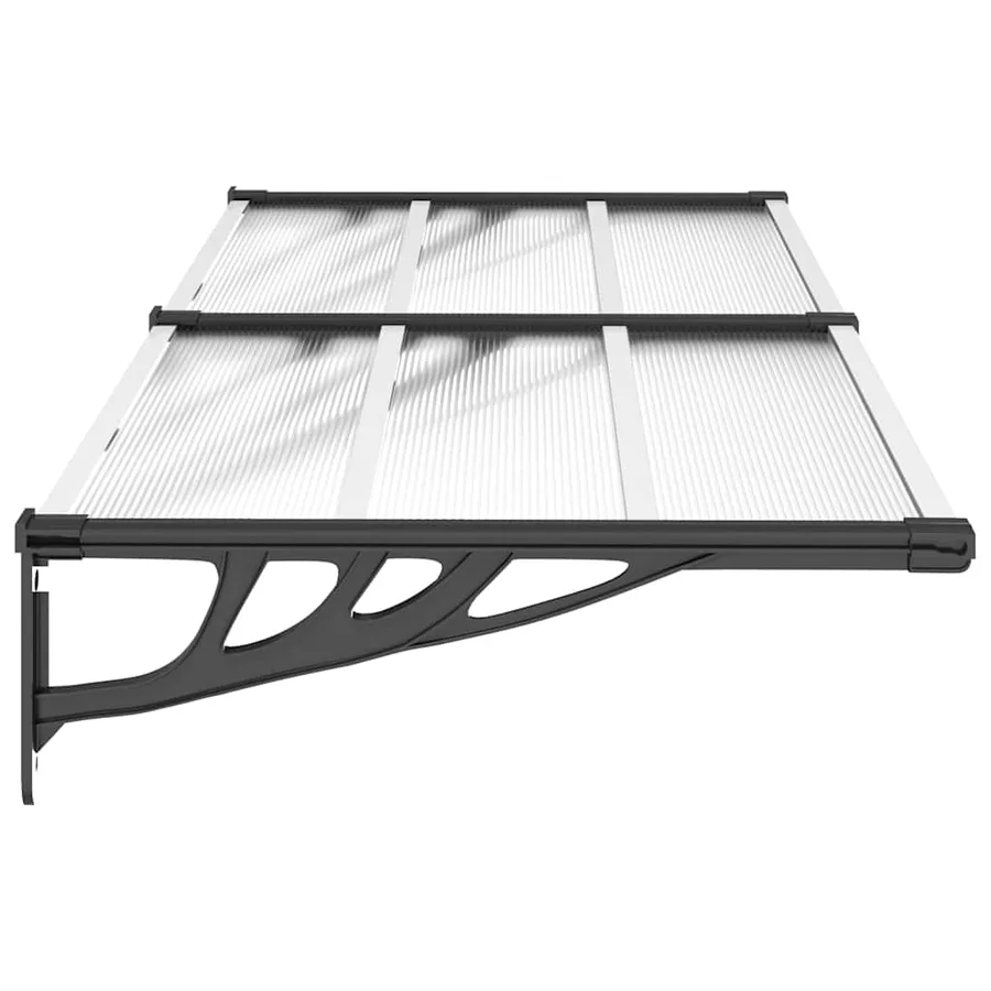 Auvent de porte Noir et transparent 199x90 cm Polycarbonate - 4