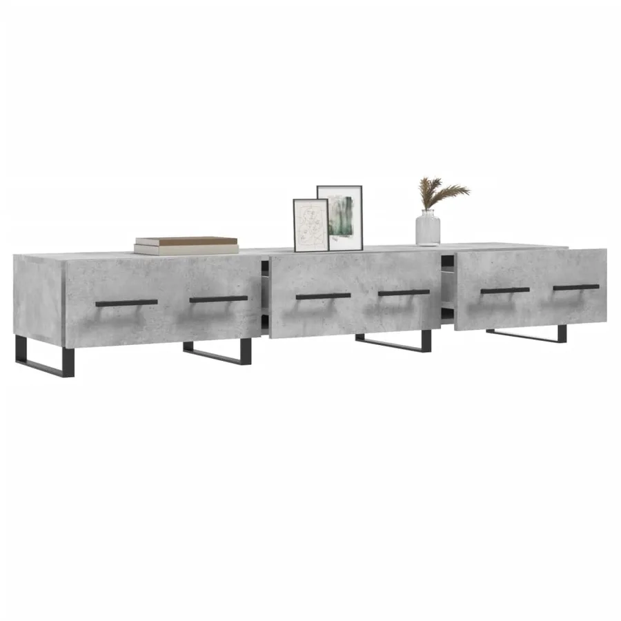 Meuble TV gris béton 150x36x30 cm bois d'ingénierie - 4