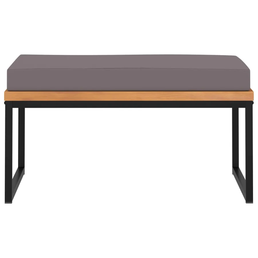 Repose-pied avec coussin 66x66x36 cm Bois d'acacia Gris foncé - 2