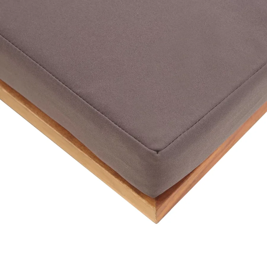 Repose-pied avec coussin 66x66x36 cm Bois d'acacia Gris foncé - 3