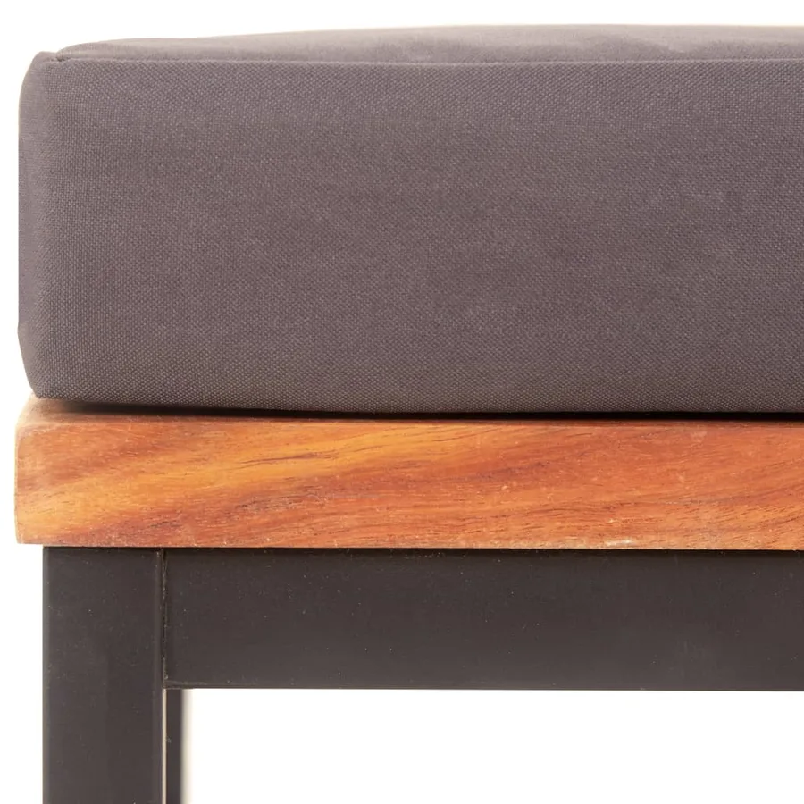 Repose-pied avec coussin 66x66x36 cm Bois d'acacia Gris foncé - 4
