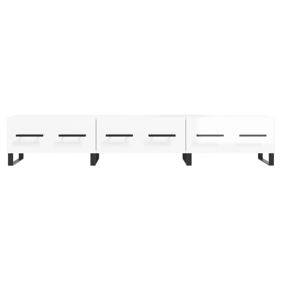 Meuble TV blanc brillant 150x36x30 cm bois d'ingénierie - 5