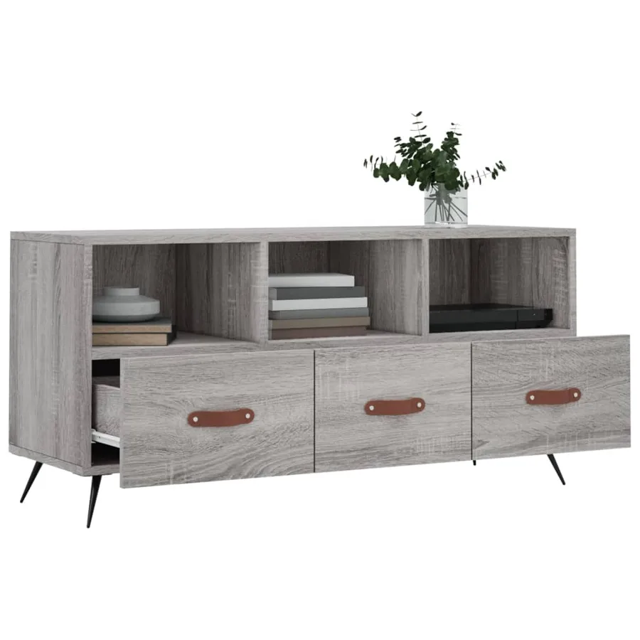Meuble TV sonoma gris 102x36x50 cm bois d'ingénierie - 4